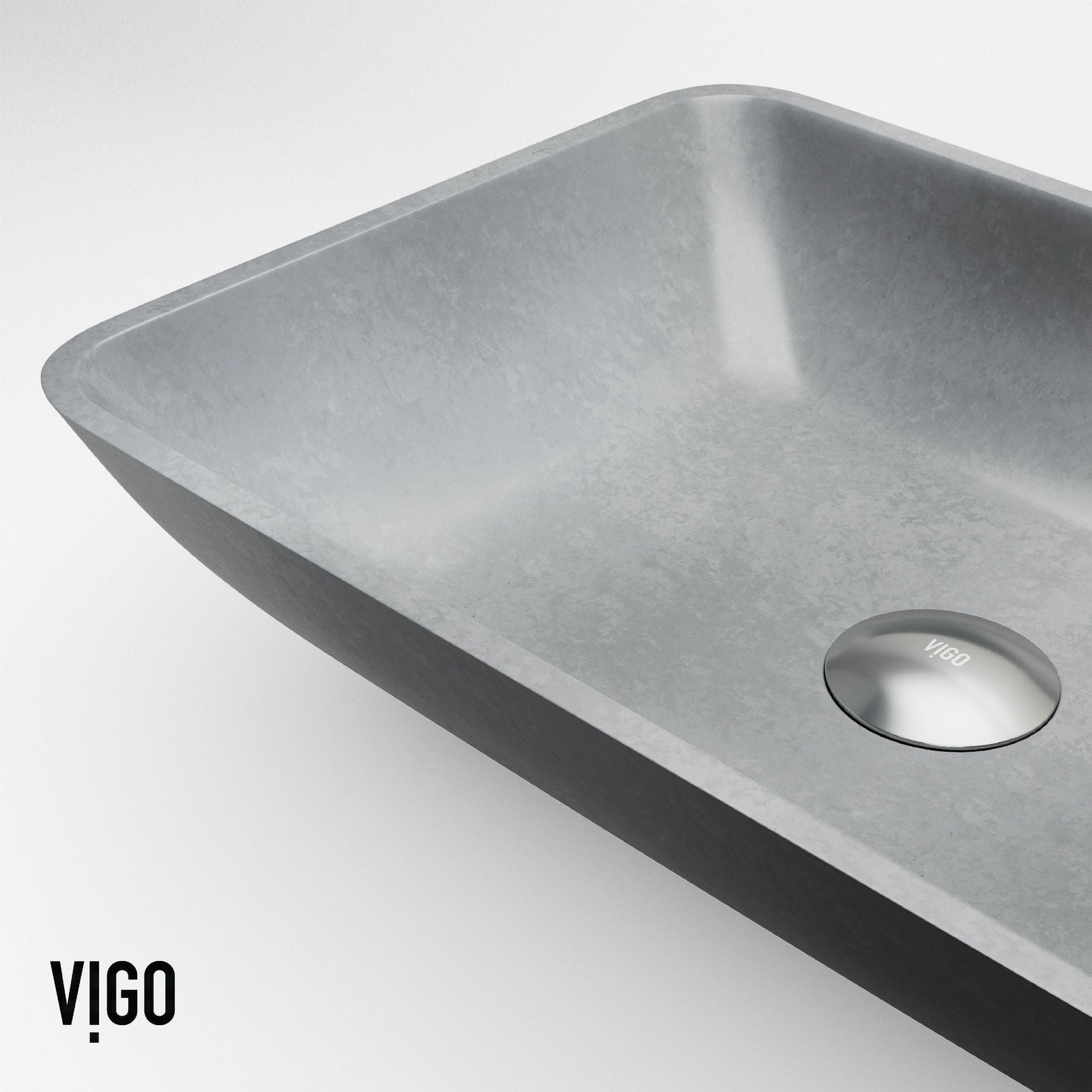 Duomo Gothic ConcretoStone Grey Bathroom Sink/Basin Set with Dunn Faucet and Rectangular Vessel J6Y9 - product image 6