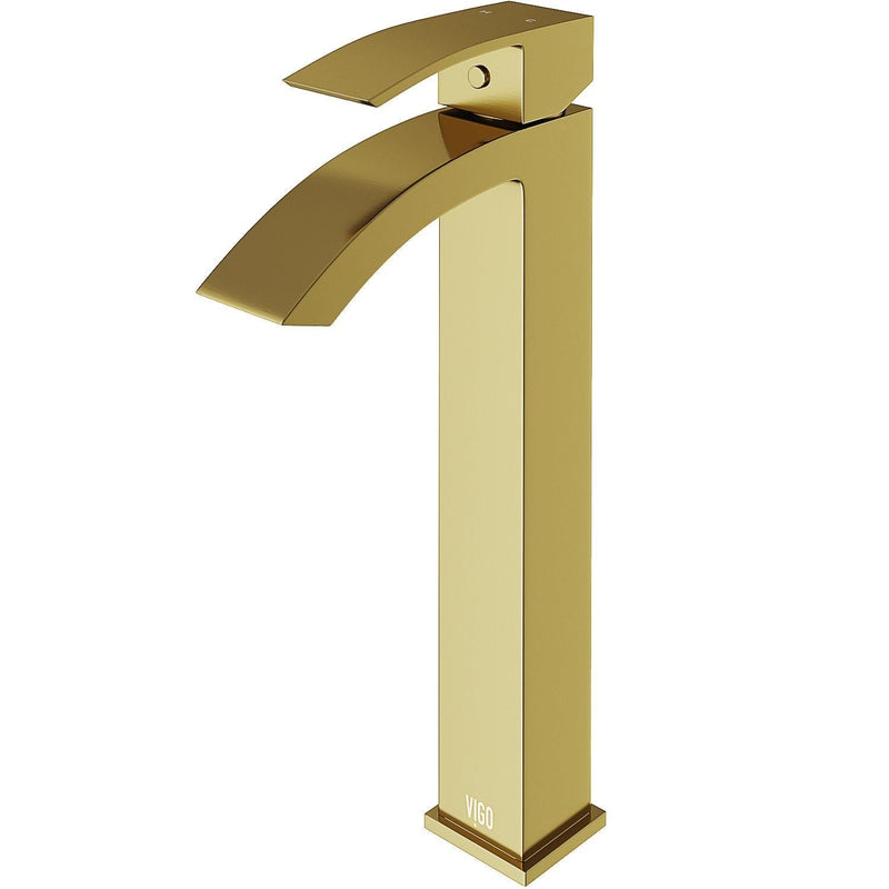 Duris Single Handle Vessel Sink Bathroom Faucet with Deck Plate, Matte BGold H7P6
