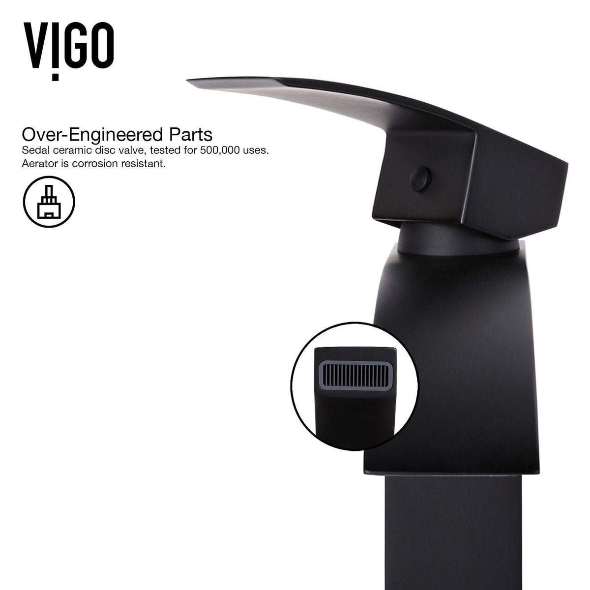 Duris Single Handle Vessel Sink Bathroom Faucet with Deck Plate, Matte Black R1C9 - product image 3