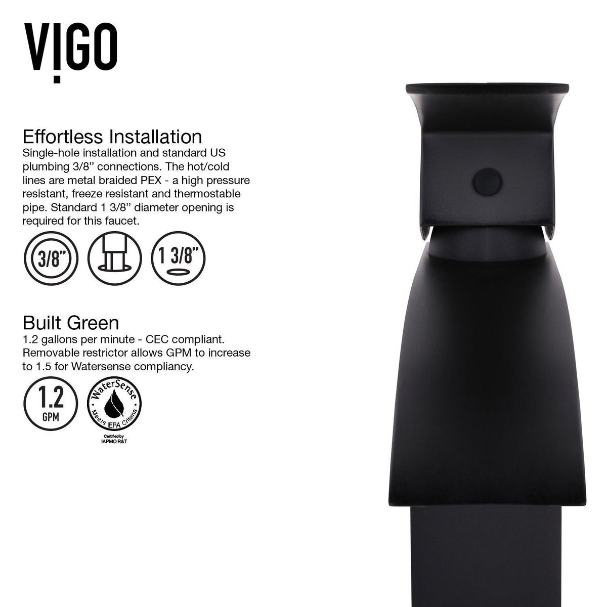 Duris Single Handle Vessel Sink Bathroom Faucet with Deck Plate, Matte Black R1C9 - product image 6