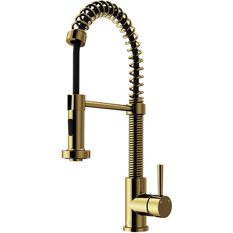 Edison Single Handle Pull Down Sprayer Kitchen Faucet, Matte Gold W7U3