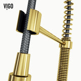 Edison Single Handle Pull Down Sprayer Kitchen Faucet, Matte Gold W7U3 - product image 5