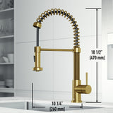 Edison Single Handle Pull Down Sprayer Kitchen Faucet, Matte Gold W7U3 - product image 8