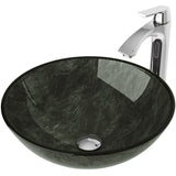 Glass Grey Onyx Bathroom Sink/Basin Set with Linus Faucet and Round Vessel G0D2 - product image 1