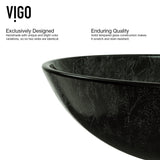 Glass Grey Onyx Bathroom Sink/Basin Set with Linus Faucet and Round Vessel G0D2 - product image 3