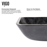 Glass Grey Onyx Bathroom Sink/Basin Set with Matte Black Lexington Faucet and Rectangular Vessel H0Z2 - product image 3