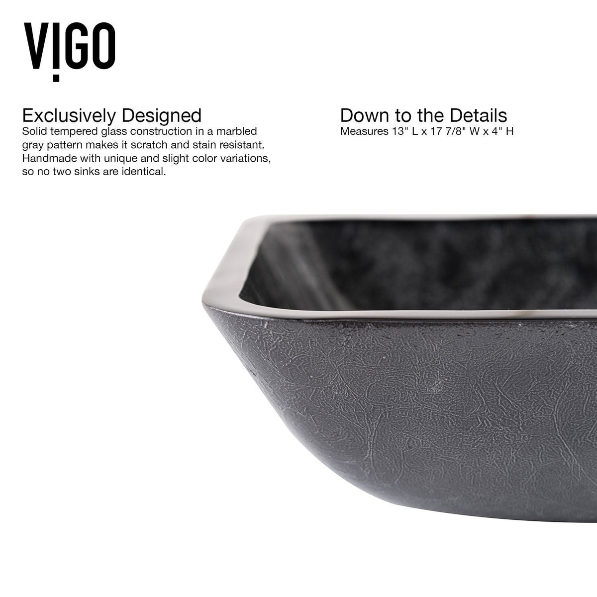 Glass Grey Onyx Bathroom Sink/Basin Set with Matte Black Lexington Faucet and Rectangular Vessel H0Z2 - product image 3