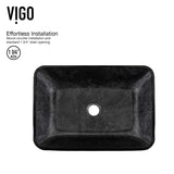Glass Grey Onyx Bathroom Sink/Basin Set with Matte Black Lexington Faucet and Rectangular Vessel H0Z2 - product image 7