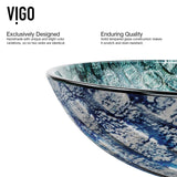 Glass Oceania Blue Bathroom Sink/Basin Set with Linus Faucet and Round Vessel X9O6 - product image 8