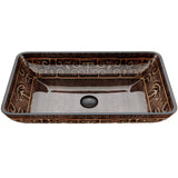 Glass Rectangular Vessel Bathroom Sink/Basin with Rounded Edges & Deep Bowl, Gold M9A6 - product image 1