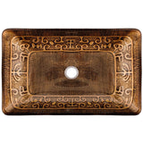 Glass Rectangular Vessel Bathroom Sink/Basin with Rounded Edges & Deep Bowl, Gold M9A6 - product image 2