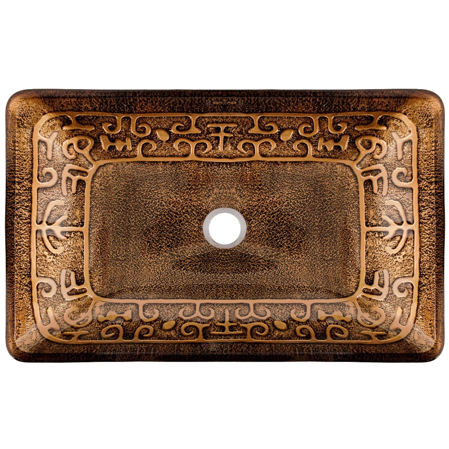 Glass Rectangular Vessel Bathroom Sink/Basin with Rounded Edges & Deep Bowl, Gold M9A6 - product image 2