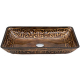 Glass Rectangular Vessel Bathroom Sink/Basin with Rounded Edges & Deep Bowl, Gold M9A6 - product image 3