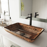 Glass Rectangular Vessel Bathroom Sink/Basin with Rounded Edges & Deep Bowl, Gold M9A6 - product image 8