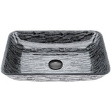 Glass Rectangular Vessel Bathroom Sink/Basin with Rounded Edges & Deep Bowl, Titanium D0D1 - product image 1