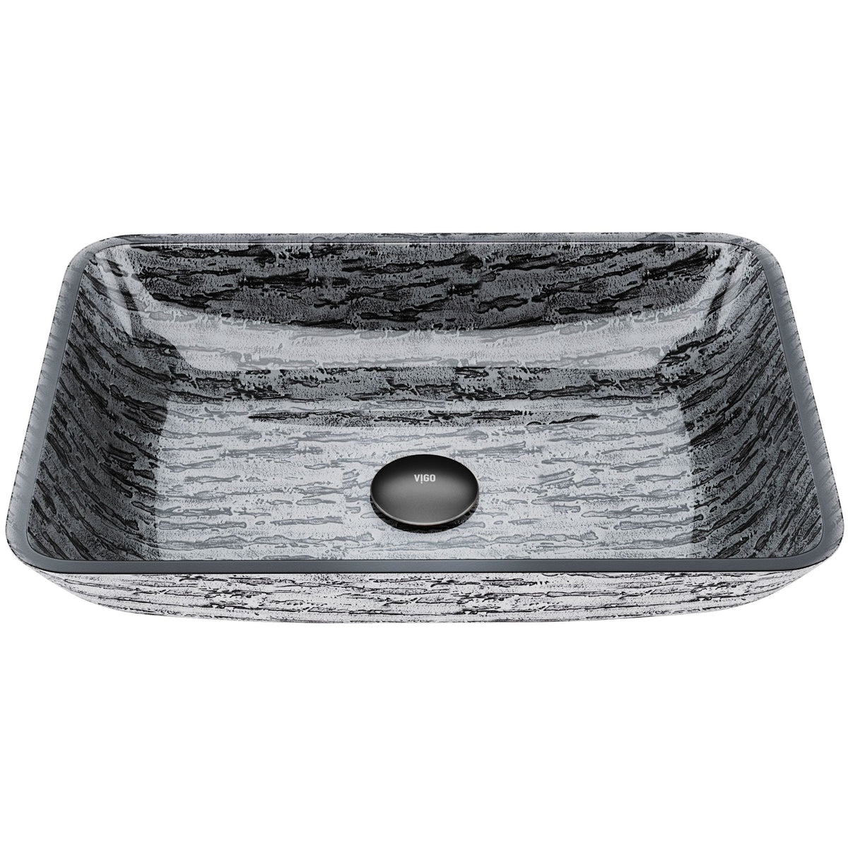 Glass Rectangular Vessel Bathroom Sink/Basin with Rounded Edges & Deep Bowl, Titanium D0D1 - product image 1