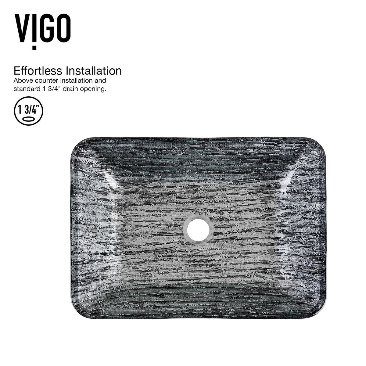 Glass Rectangular Vessel Bathroom Sink/Basin with Rounded Edges & Deep Bowl, Titanium D0D1 - product image 2