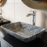 Glass Rectangular Vessel Bathroom Sink/Basin with Rounded Edges & Deep Bowl, Titanium D0D1 - product image 6