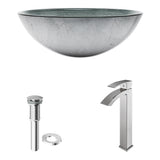 Glass Simply Silver Bathroom Sink/Basin Set with Chrome Duris Faucet and Round Vessel Y1L1 - product image 2