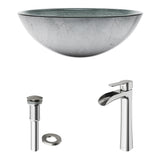 Glass Simply Silver Bathroom Sink/Basin Set with Niko Faucet and Round Vessel V0A2 - product image 2