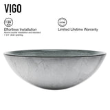 Glass Simply Silver Bathroom Sink/Basin Set with Niko Faucet and Round Vessel R7J5 - product image 8