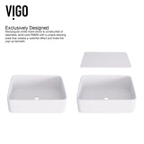 Jasmine MatteStone White Bathroom Sink/Basin Set with Amada Faucet and Rectangular Composite Vessel Y5C4 - product image 5