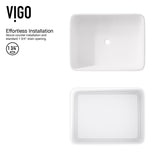 Jasmine MatteStone White Bathroom Sink/Basin Set with Amada Faucet and Rectangular Composite Vessel Y5C4 - product image 6