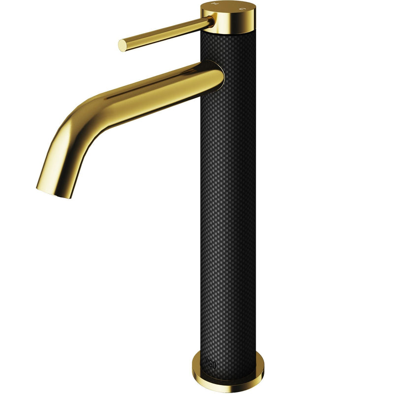Lexington 8-in Gold/Carbon Fiber Vessel Bathroom Faucet U5X1