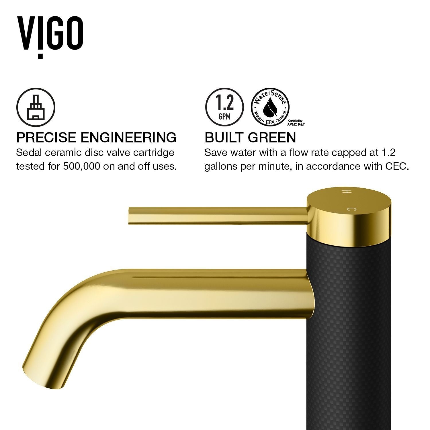 Lexington 8-in Gold/Carbon Fiber Vessel Bathroom Faucet U5X1 - product image 4