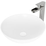 Lotus MatteStone Round White Composite Bathroom Sink/Basin Set with Amada Faucet and Pop-Up Drain G1C2 - product image 1