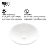 Lotus MatteStone Round White Composite Bathroom Sink/Basin Set with Amada Faucet and Pop-Up Drain G1C2 - product image 5