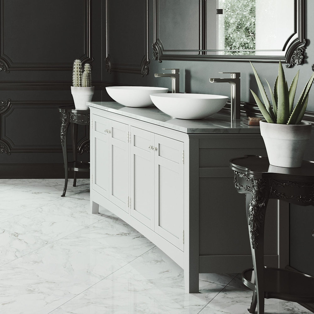 Lotus MatteStone Round White Composite Bathroom Sink/Basin Set with Amada Faucet and Pop-Up Drain G1C2 - product image 8