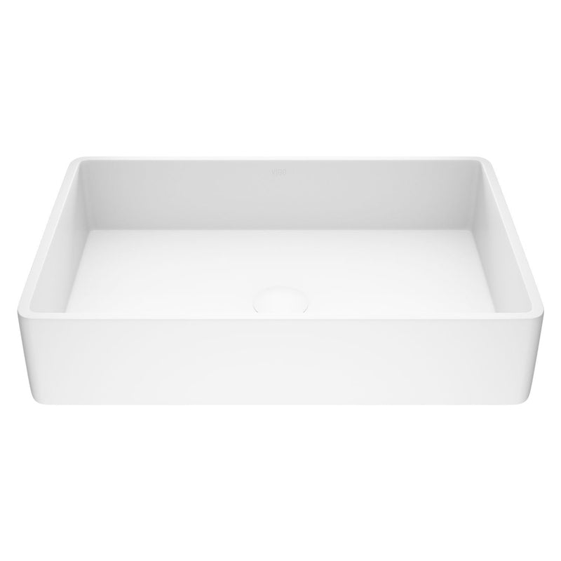 Magnolia Matte Stone Vessel Bathroom Sink/Basin with Deep Bowl, White E8Y7