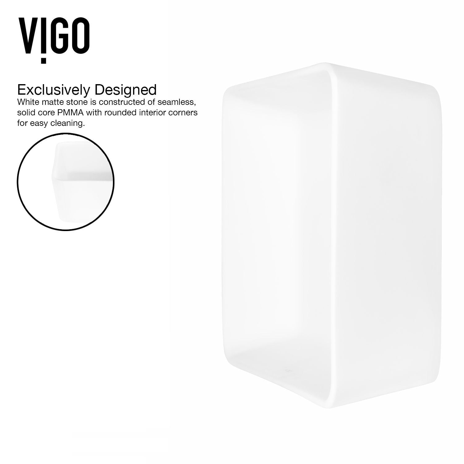 Marigold MatteStone Matte White Bathroom Sink/Basin Set with Apollo Faucet and Rectangular Composite Vessel P4U1 - product image 7