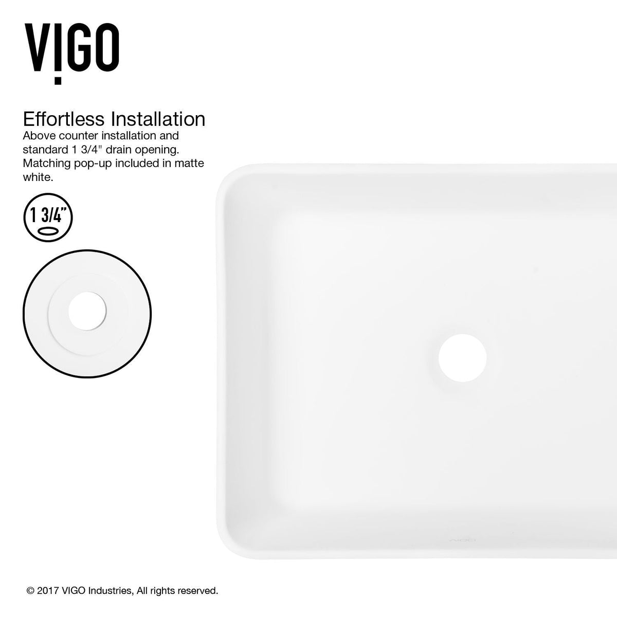 Marigold MatteStone Matte White Bathroom Sink/Basin Set with Niko Faucet and Rectangular Composite Vessel E7G4 - product image 5