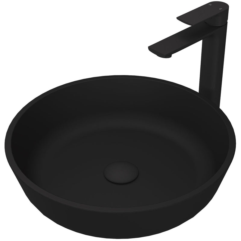 Modus MatteShell Matte Black Bathroom Sink/Basin Set with Norfolk Faucet and Round Glass Vessel G2V5