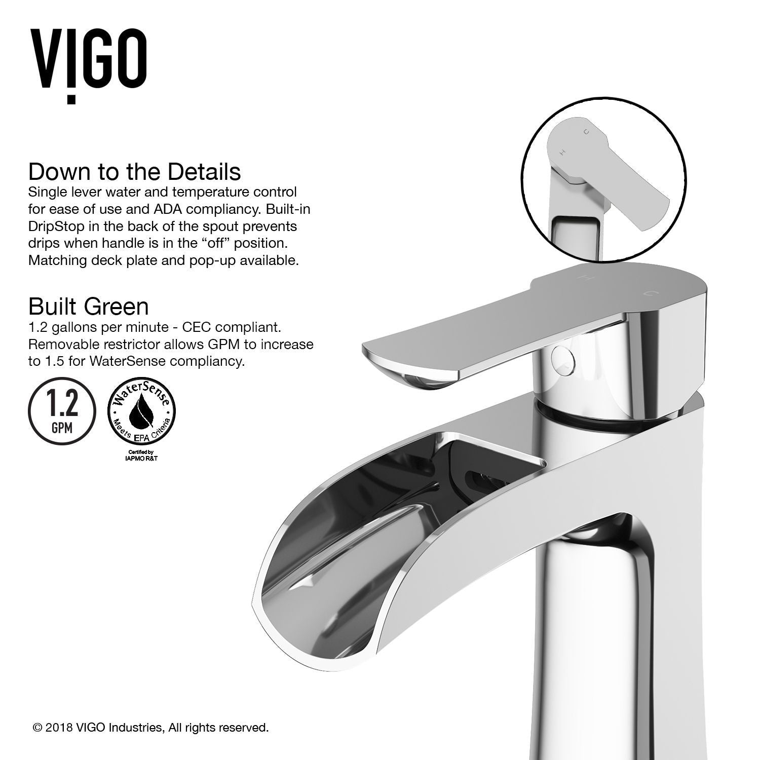 Paloma Single Handle Single Hole Bathroom Sink Faucet, WaterSense Certified, Chrome R1Z8 - product image 8