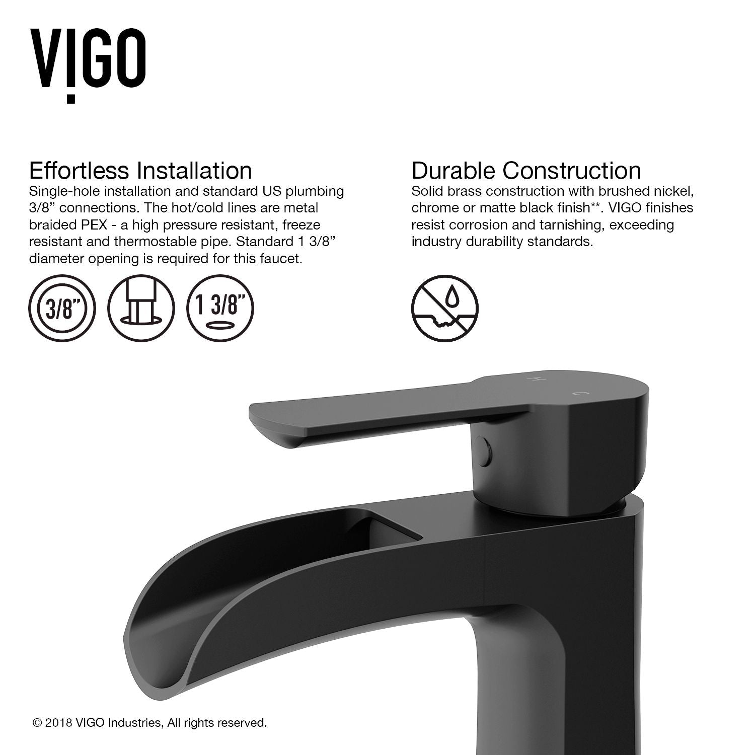 Paloma Single Handle Single Hole Bathroom Sink Faucet, WaterSense Certified, Matte Black W5O3 - product image 4