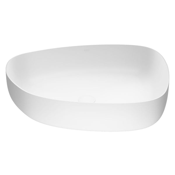 Peony Matte Stone Novelty Composite Vessel Bathroom Sink/Basin with Deep Bowl, White T3T1