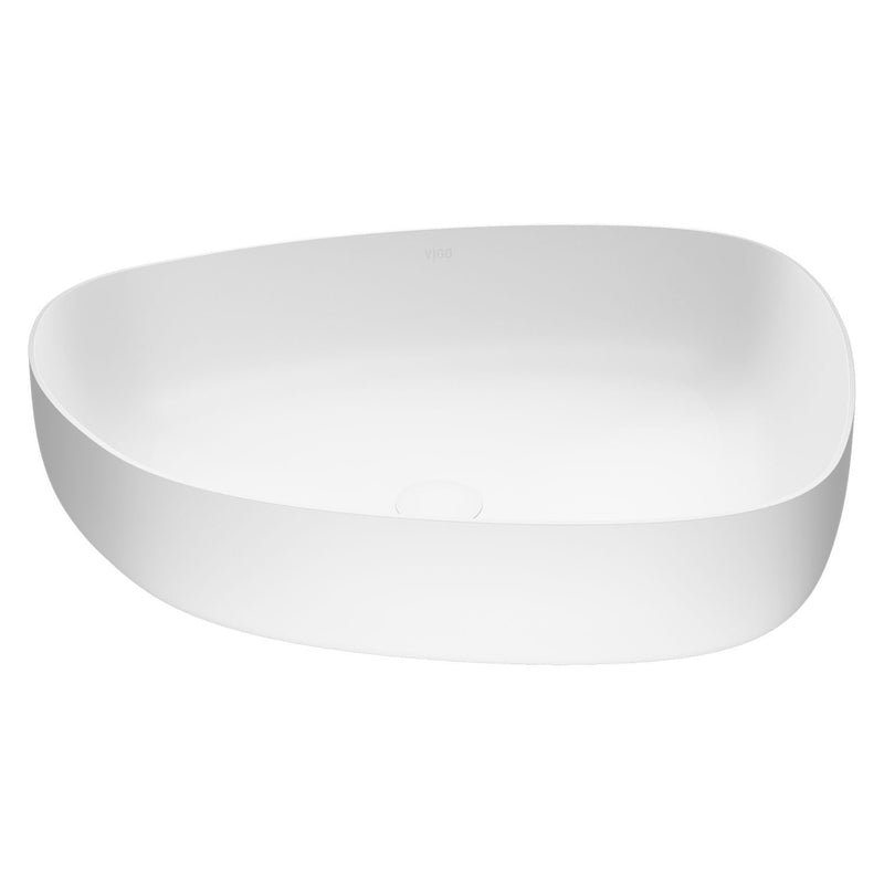 Peony Matte Stone Novelty Composite Vessel Bathroom Sink/Basin with Deep Bowl, White T3T1