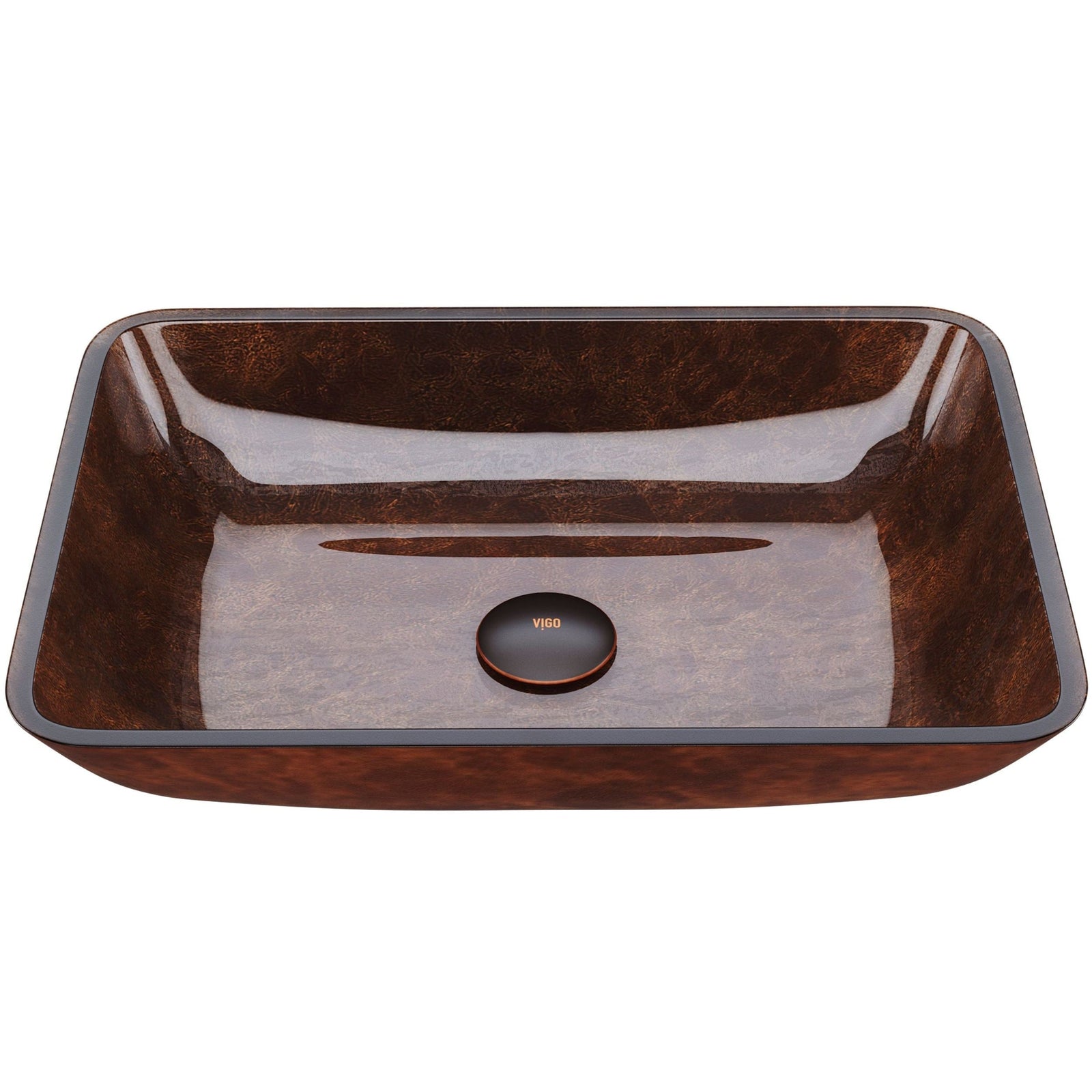 Rectangular Glass Vessel Bathroom Sink/Basin with Deep Bowl, Russet L0T9 - product image 1