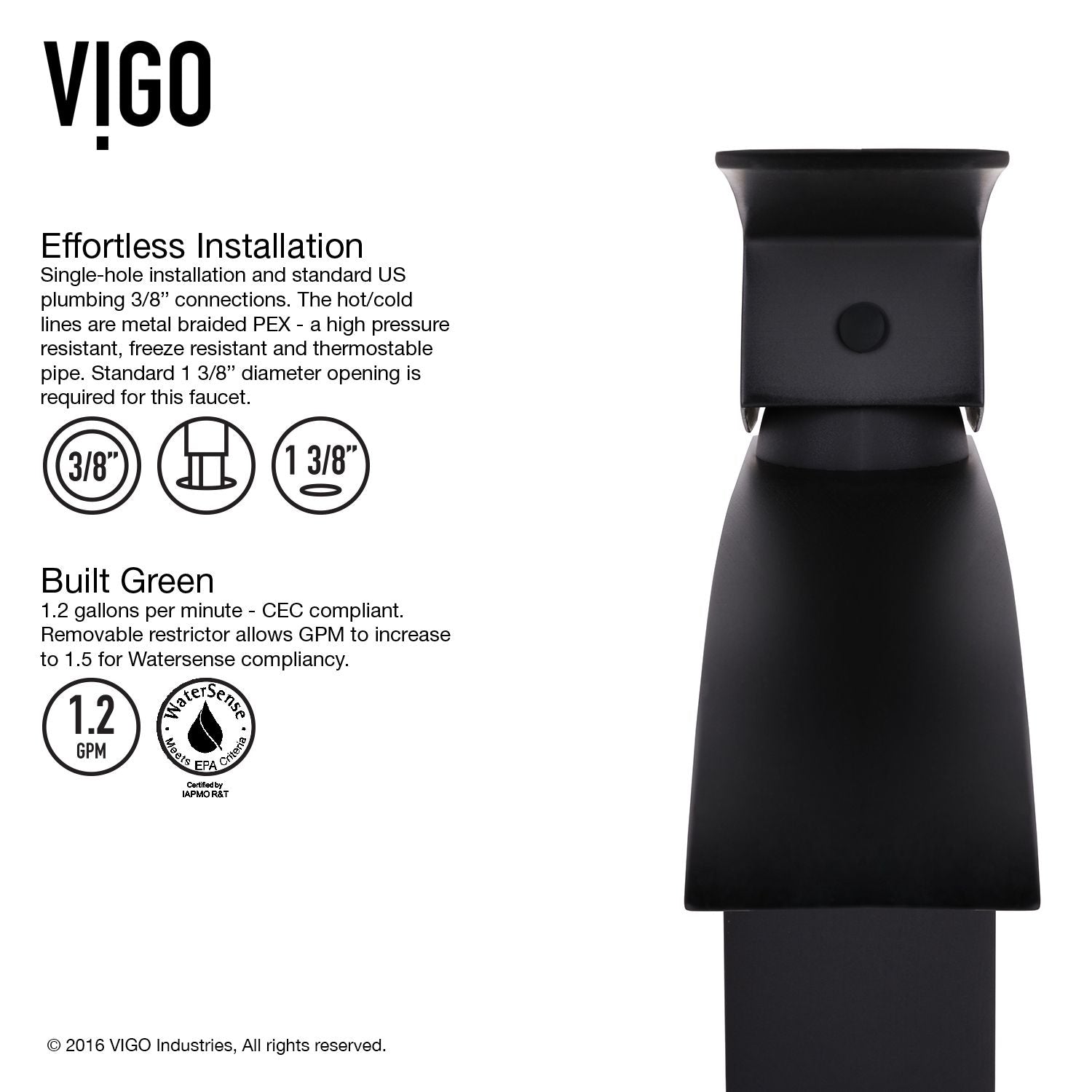 Satro Single Handle Single Hole Bathroom Sink Faucet, WaterSense Certified, Matte Black Q2E4 - product image 6