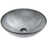Simply Glass Round Vessel Bathroom Sink/Basin with Deep Bowl, Gray E4D2 - product image 1