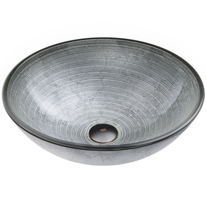 Simply Glass Round Vessel Bathroom Sink/Basin with Deep Bowl, Gray E4D2