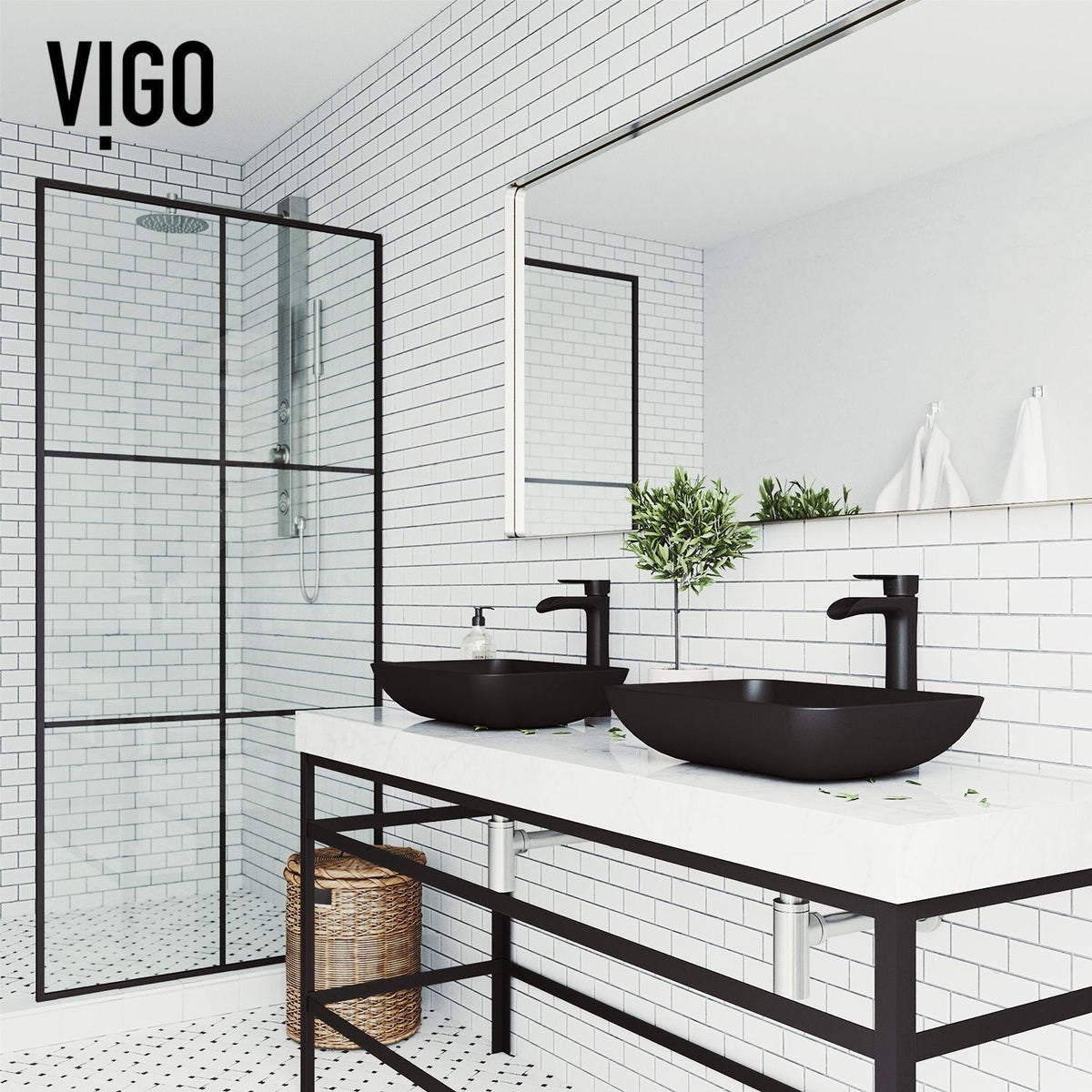Sottile MatteShell Matte Black Bathroom Sink/Basin Set with Niko Faucet and Glass Rectangular Vessel M1J9 - product image 4