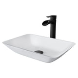 Sottile MatteShell White Bathroom Sink/Basin Set with Niko Faucet and Glass Rectangular Vessel E0Q4 - product image 1