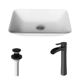 Sottile MatteShell White Bathroom Sink/Basin Set with Niko Faucet and Glass Rectangular Vessel D9V8 - product image 2