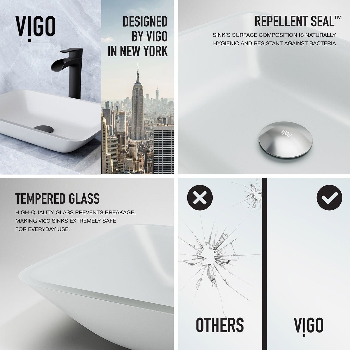 Sottile MatteShell White Bathroom Sink/Basin Set with Niko Faucet and Glass Rectangular Vessel D9V8 - product image 3
