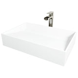 Starr Glass MatteStone White Bathroom Sink/Basin Set with Amada Faucet and Rectangular Composite Vessel M6T7 - product image 1