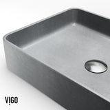 Tarragona Gothic ConcretoStone 19x14-in Deep Grey Bathroom Sink/Basin with Rectangular Vessel M8K2 - product image 2